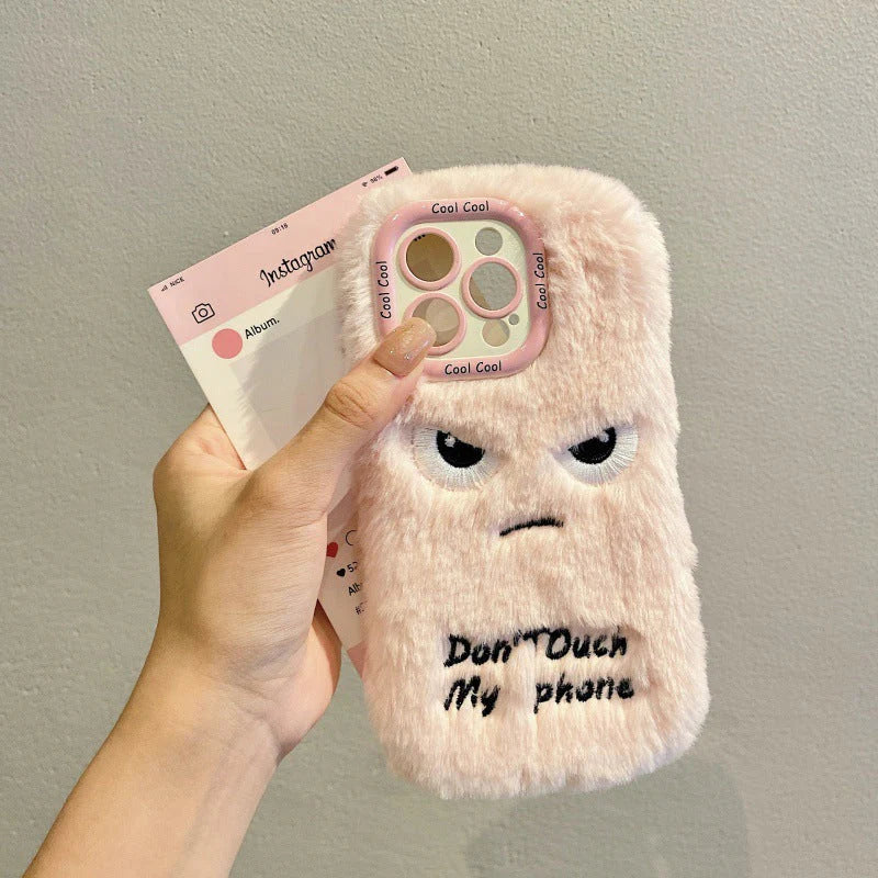 Case de Pelúcia com Expressão Irritada Para iPhone