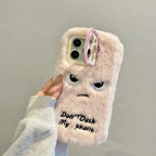 Case de Pelúcia com Expressão Irritada Para iPhone