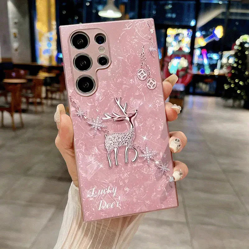 Case com Design de Veado em Blush Diamante Para Samsung