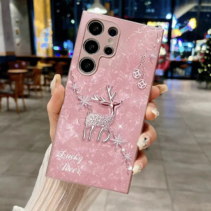 Case com Design de Veado em Blush Diamante Para Samsung