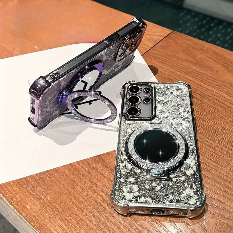 Case de Suporte Espelhada com Pingente Para Samsung